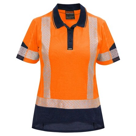 WOMENS POLO DAY/NIGHT QUICK-DRY COTTON BACKED ORANGE/NAVY