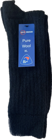 Black 100% wool knitted socks 